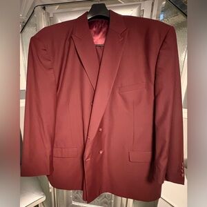 Mens Vinci Burgundy Double Breasted 2pc. Suit Sz. 60Long